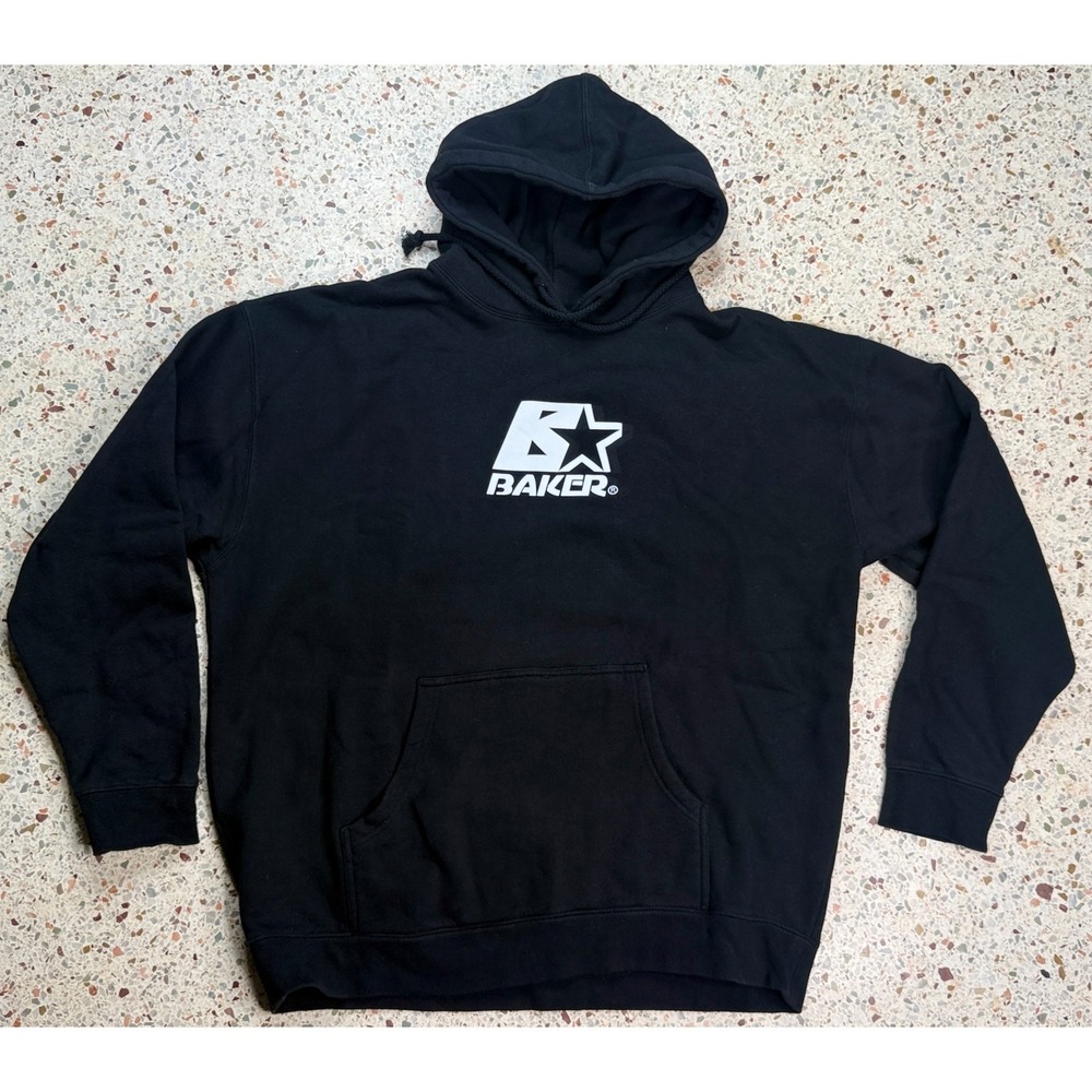 Baker Vintage Men's Black & White‎ Long Sleeve Skateboard Hoodie Size Large